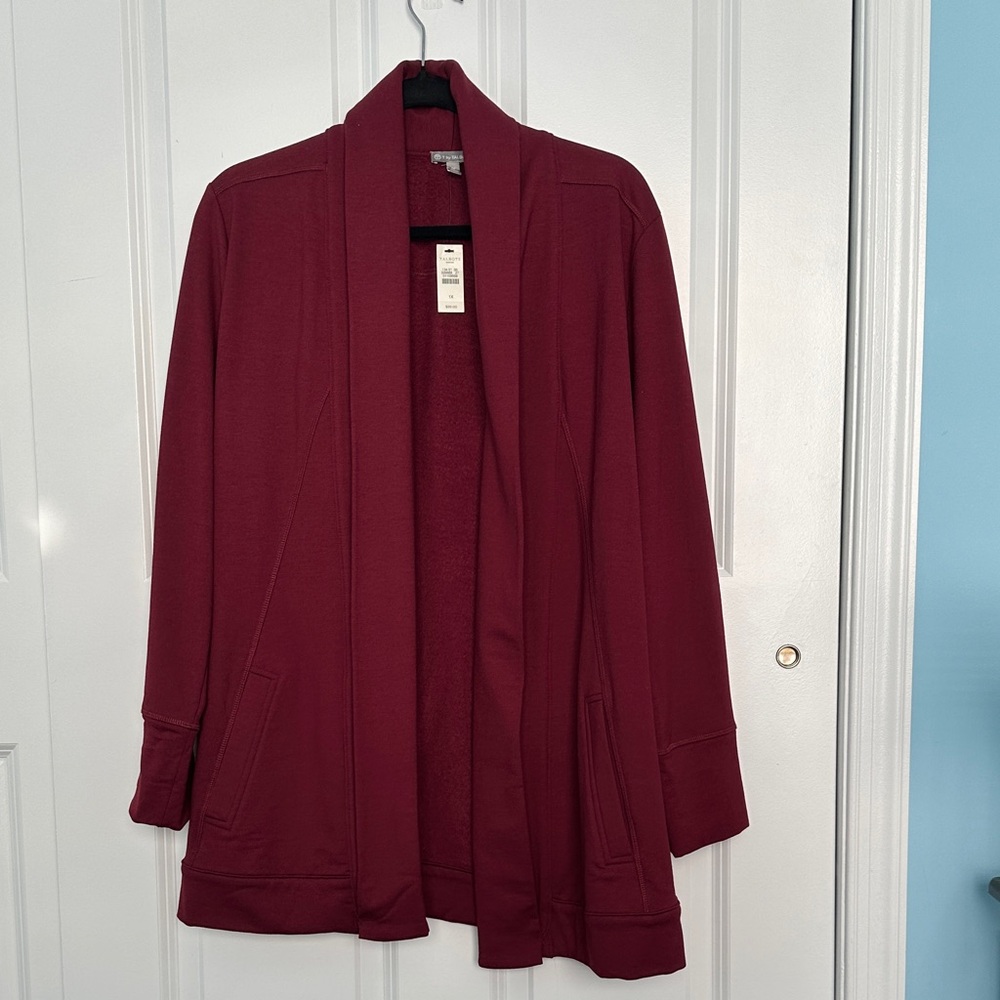 Talbots Burgundy Open-Front Blazer Jacket